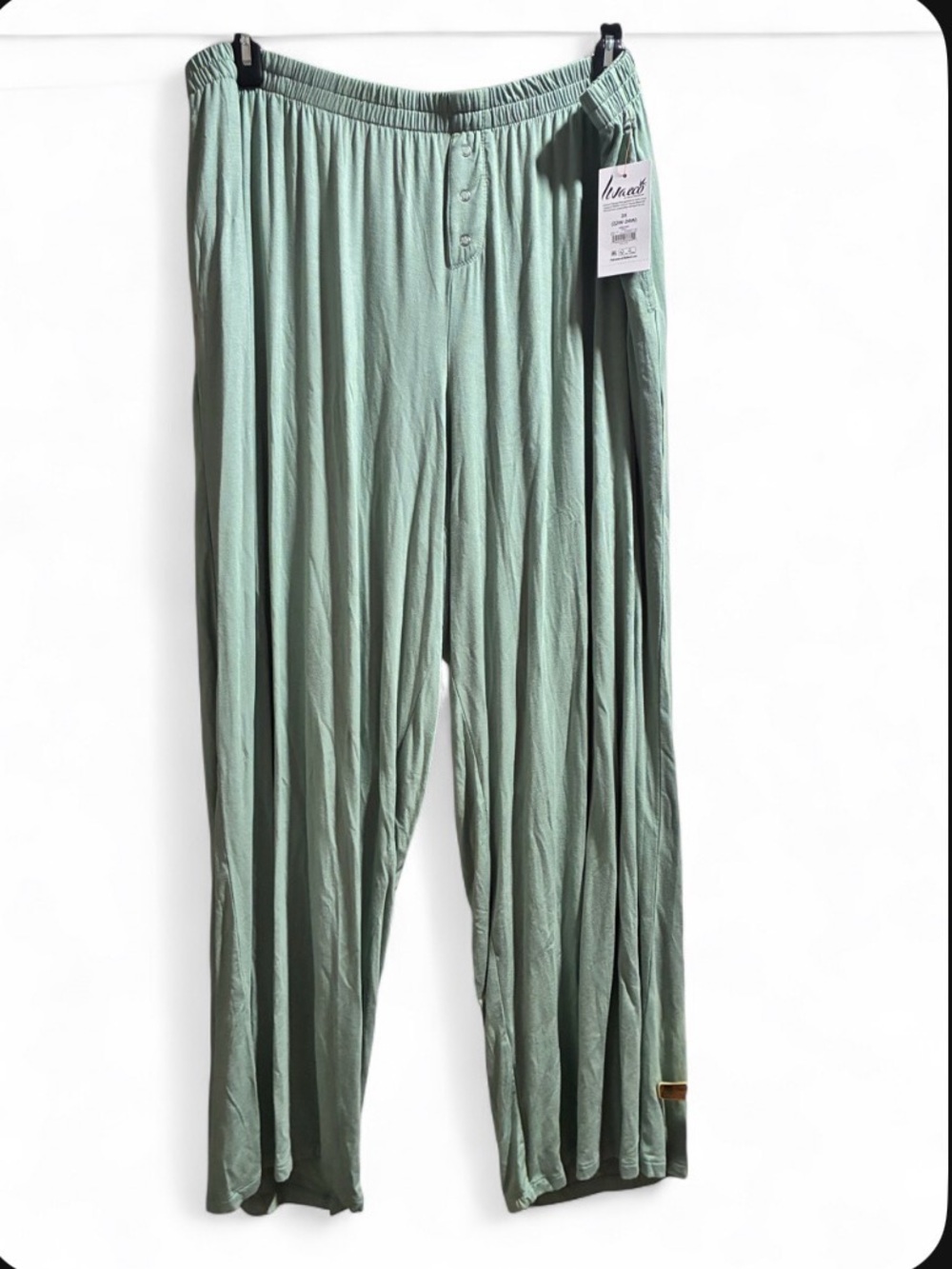 Women's Relaxed Button-Front Lounge Pajama Pants — Sage Green